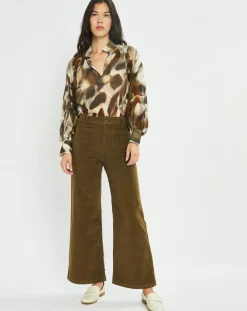 Lauren Vidal Pantalons|Pantalon en Velours côtelé Pants kaki