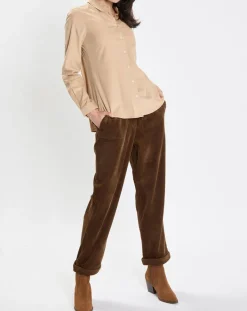 Marc O'Polo Pantalons|Pantalon en Velours côtelé à revers marron
