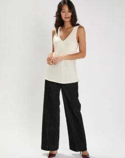 Lauren Vidal Pantalons|Pantalon en Velours côtelé Chiara noir