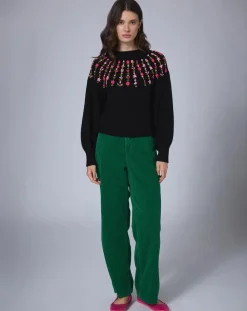 Manoush Pantalons|Pantalon en Velours côtelé Baggy vert indien