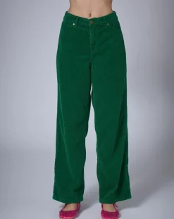 Manoush Pantalons|Pantalon en Velours côtelé Baggy vert indien