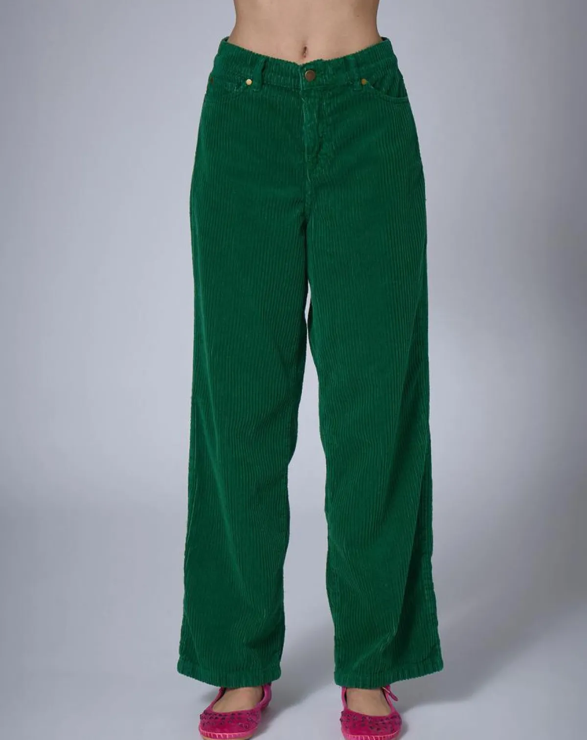 Manoush Pantalons|Pantalon en Velours côtelé Baggy vert indien