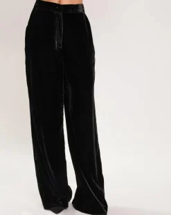 Manoush Pantalons|Pantalon en Velours satiné Princesse noir
