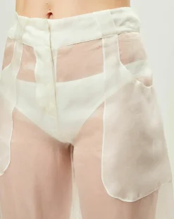 La Perla Pantalons|Pantalon Esprit d'Atelier en Soie écru