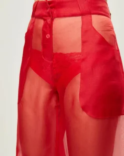 La Perla Pantalons|Pantalon Esprit d'Atelier 100% Soie rouge
