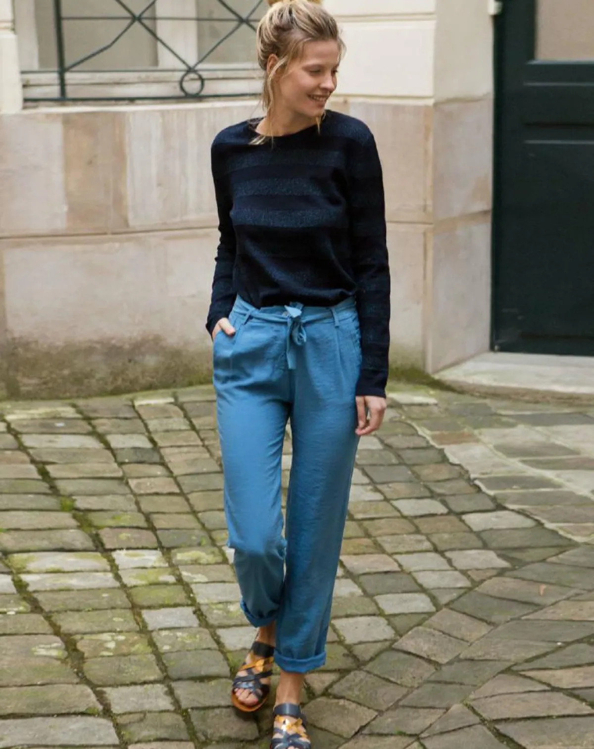 Cuisse de Grenouille Pantalons|Pantalon fluide Cado bleu