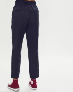 Esprit Pantalons|Pantalon fluide taille élastique bleu foncé