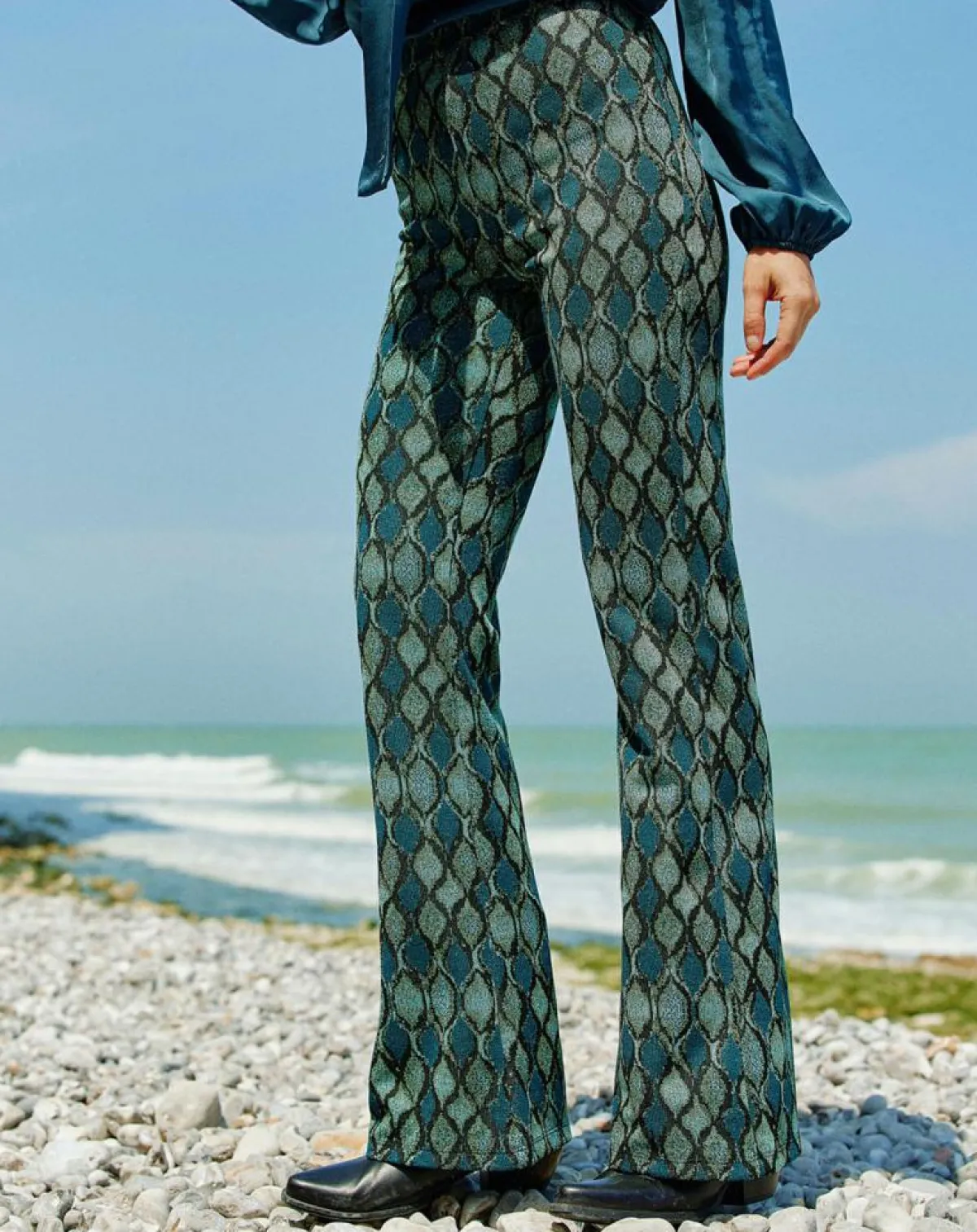 Lauren Vidal Pantalons|Pantalon Kyllie à motifs bleu