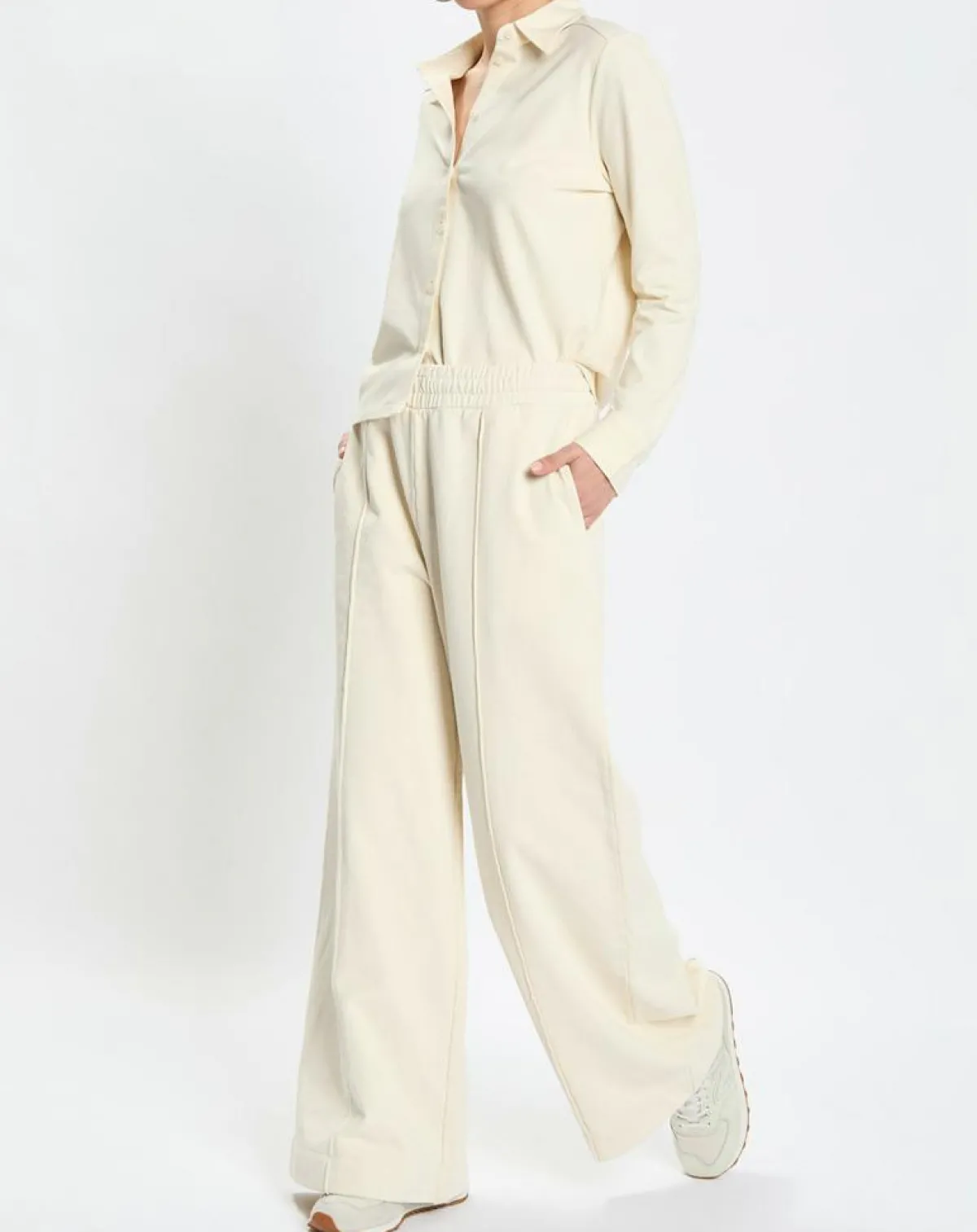 Marc O'Polo Pantalons|Pantalon large en Molleton écru