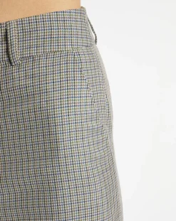 Galeries Lafayette Pantalons|Pantalon large et fluide imprimé pied-de-poule bleu