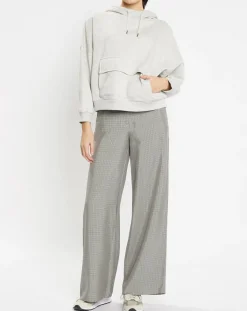 Galeries Lafayette Pantalons|Pantalon large et fluide imprimé pied-de-poule bleu