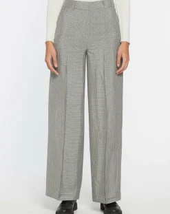 Galeries Lafayette Pantalons|Pantalon large et fluide imprimé pied-de-poule bleu