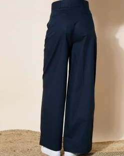 Galeries Lafayette Pantalons|Pantalon paperbag en Coton Gregoria bleu marine