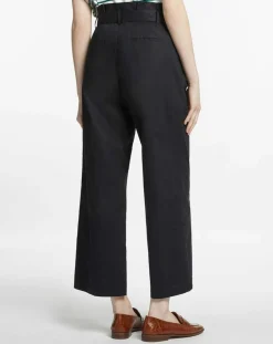 Galeries Lafayette Pantalons|Pantalon paperbag en Coton Gregoria bleu marine