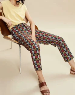 Chloé Stora Pantalons|Pantalon Priscille imprimé bordeaux/jaune/noir