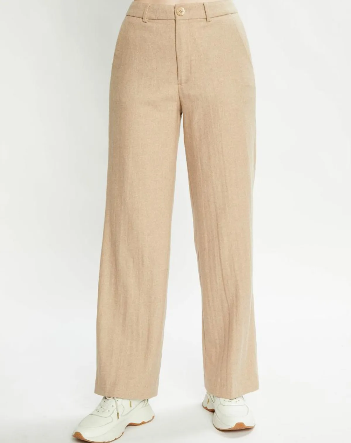 Scotch & Soda Pantalons|Pantalon Regular Fit en Laine mélangée Edie Text beige