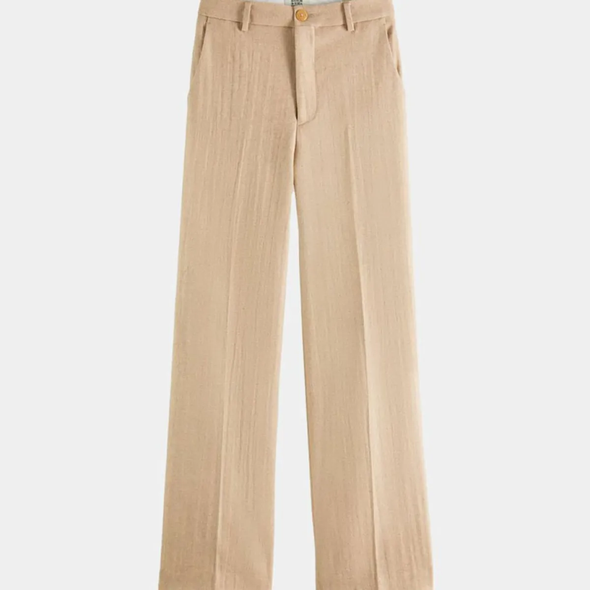 Scotch & Soda Pantalons|Pantalon Regular Fit en Laine mélangée Edie Text beige