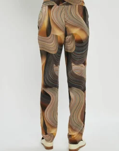 Lauren Vidal Pantalons|Pantalon satiné Store imprimé café