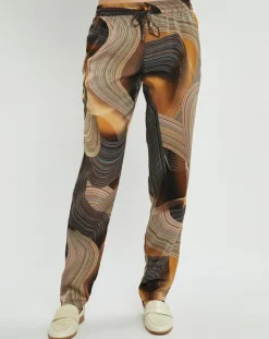 Lauren Vidal Pantalons|Pantalon satiné Store imprimé café