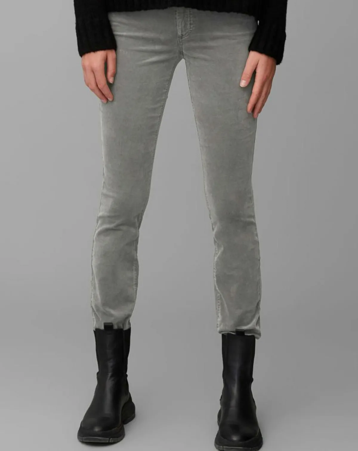 Marc O'Polo Pantalons|Pantalon slim Albi effet Velours gris clair