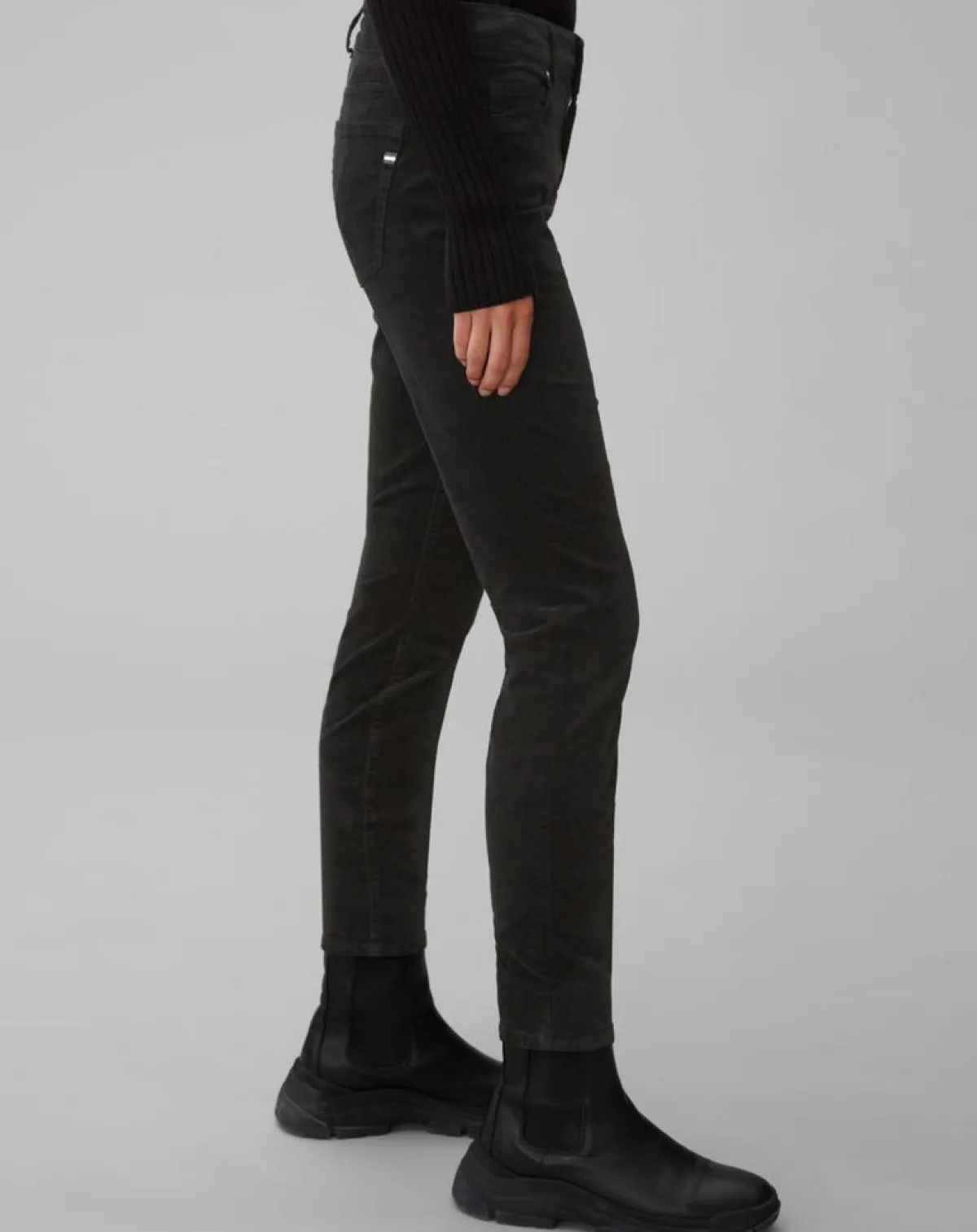 Marc O'Polo Pantalons|Pantalon slim Albi effet Velours noir