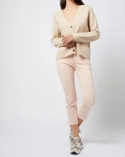 Esprit Pantalons|Pantalon Slim en Coton stretch doux beige/pêche