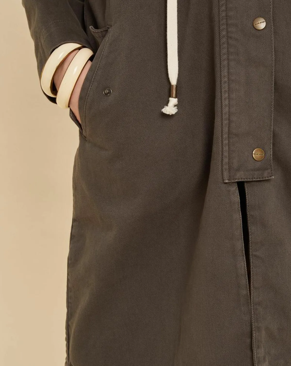 Chloé Stora Manteaux|Parka légère en Toile de coton Vavin gris charbon