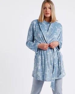 Admas Lingerie, Nuit|Peignoir Garden bleu/blanc