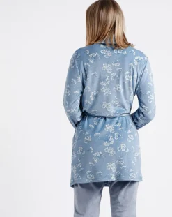 Admas Lingerie, Nuit|Peignoir Garden bleu/blanc