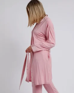 Admas Lingerie, Nuit|Peignoir maille satinée à bandes pétale