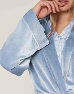 Admas Classic Lingerie, Nuit|Peignoir Satin Dots bleu