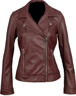 Chyston Vestes, Blousons|Perfecto en Cuir Afida bordeaux