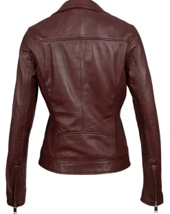 Chyston Vestes, Blousons|Perfecto en Cuir Afida bordeaux