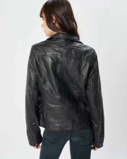 Chyston Vestes, Blousons|Perfecto en Cuir Afida noir