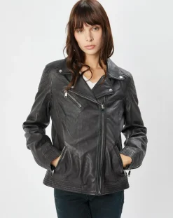 Chyston Vestes, Blousons|Perfecto en Cuir Alexine noir