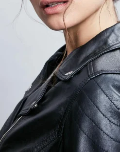 Chyston Vestes, Blousons|Perfecto en Cuir Alexine noir