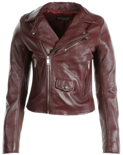 Chyston Vestes, Blousons|Perfecto en Cuir Ornella bordeaux