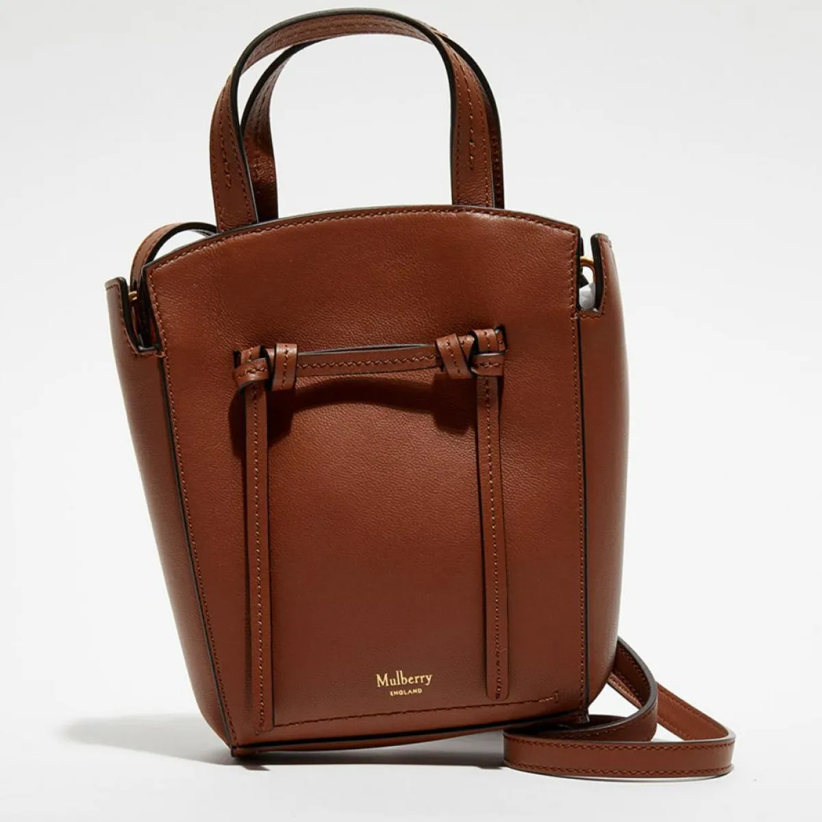 Mulberry Sacs|Petit sac à main en Cuir Mini Clovelly chêne brillant - 16x18x7 cm