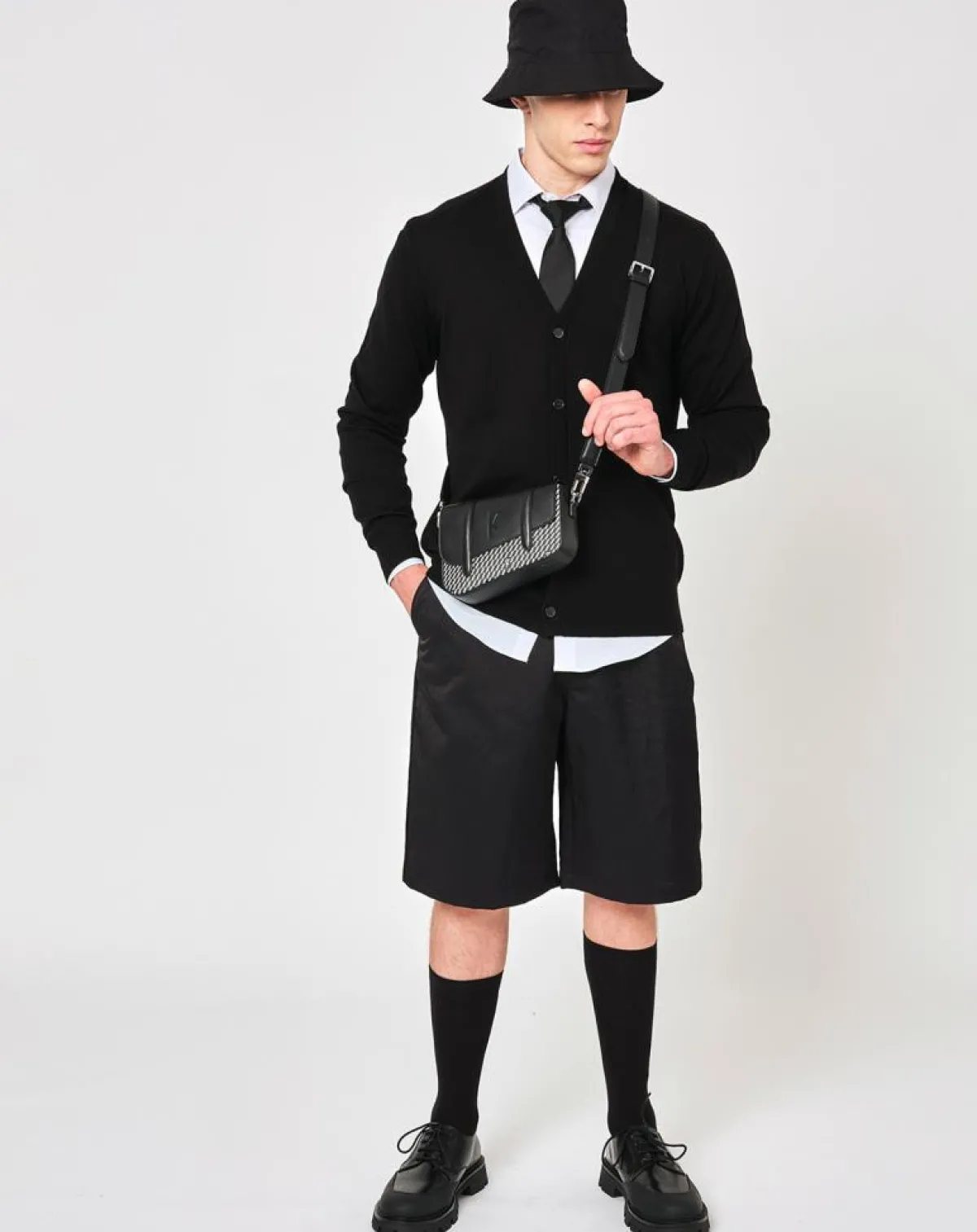 Maison Faret Sacs|Petit Sac en Toile enduite & Cuir Bordeaux noir/blanc - 14x19x4.5 cm