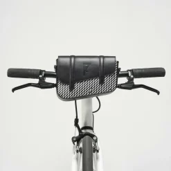 Maison Faret Sacs|Petit Sac en Toile enduite & Cuir Bordeaux noir/blanc - 14x19x4.5 cm