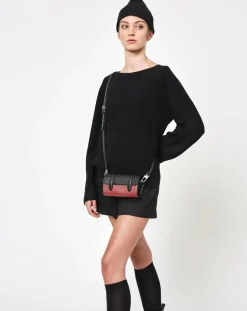 Maison Faret Sacs|Petit Sac en Toile enduite & Cuir Cyclo rouge/noir - 10x17x17 cm