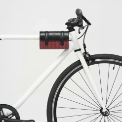 Maison Faret Sacs|Petit Sac en Toile enduite & Cuir Cyclo rouge/noir - 10x17x17 cm