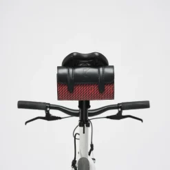 Maison Faret Sacs|Petit Sac en Toile enduite & Cuir Cyclo rouge/noir - 10x17x17 cm