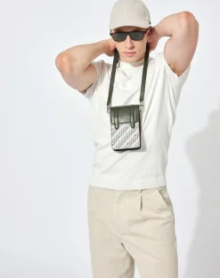 Maison Faret Sacs|Petit Sac en Toile enduite & Cuir Arguin noir/multicolore - 18x11.5x3 cm