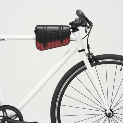 Maison Faret Sacs|Petit Sac en Toile enduite & Cuir Bordeaux rouge/noir - 14x19x4.5 cm