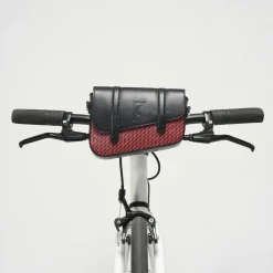 Maison Faret Sacs|Petit Sac en Toile enduite & Cuir Bordeaux rouge/noir - 14x19x4.5 cm