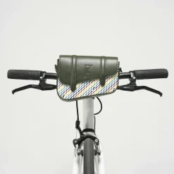 Maison Faret Sacs|Petit Sac en Toile enduite & Cuir Bordeaux noir/multicolore - 14x19x4.5 cm