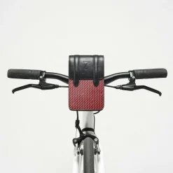 Maison Faret Sacs|Petit Sac en Toile enduite & Cuir Arguin rouge/noir - 18x11.5x3 cm