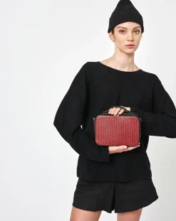 Maison Faret Sacs|Petit Sac en Toile enduite Pyla rouge/noir - 13x19x6.5 cm
