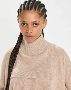 Cashmere Tribu Echarpes, Foulards|Plastron 100% Cachemire col montant en côtes Carla chestnut